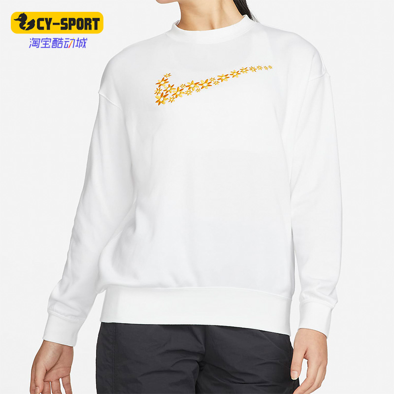 Nike/耐克春季新款女子花卉LOGO圆领长袖套头卫衣 DM6310-100