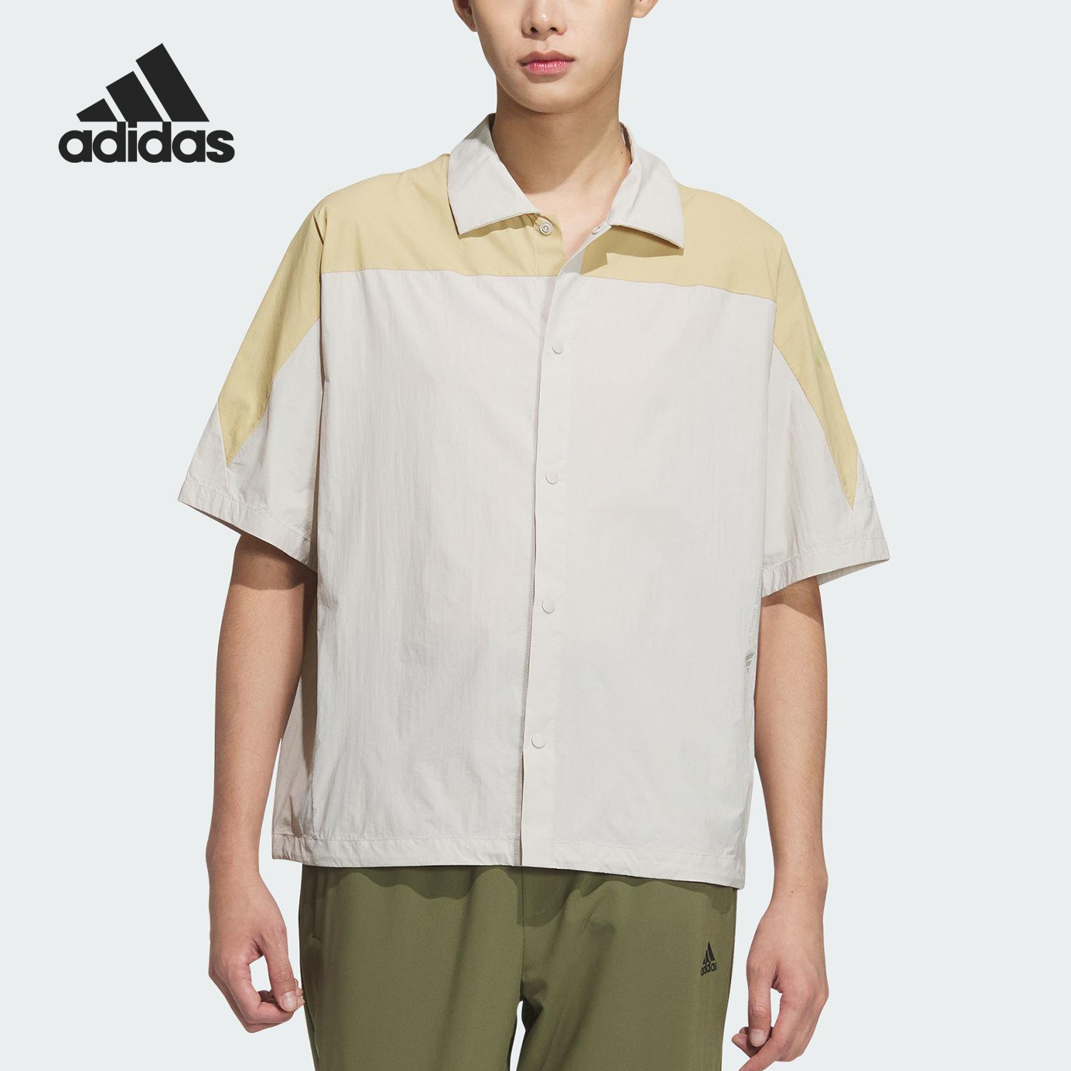 Adidas/阿迪达斯正品2025夏新款男士梭织宽松翻领衬衫JZ8405