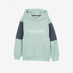 Skechers/斯凯奇正品新款男童加绒针织套头连帽休闲卫衣