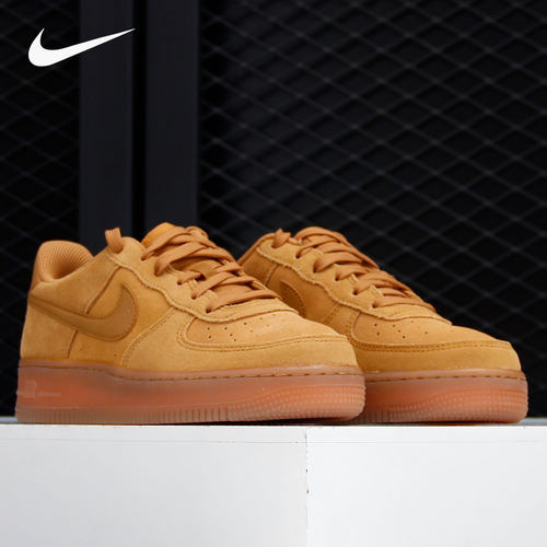 Nike/耐克正品AIR FORCE 1 (GS) 空一号大童女子经典板鞋BQ5485