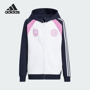 Adidas/阿迪达斯正品KNIT FULL-ZIP大童宽松拼接外套HM5247