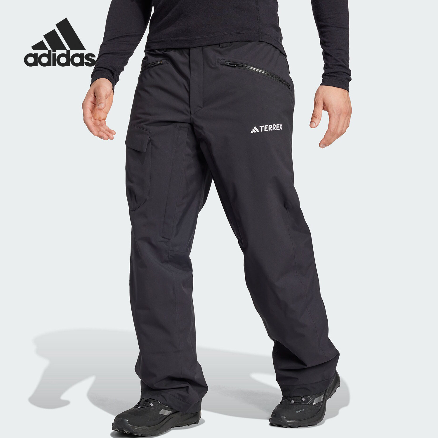 Adidas/阿迪达斯正品秋季新款男士户外梭织耐磨滑雪裤JE6641