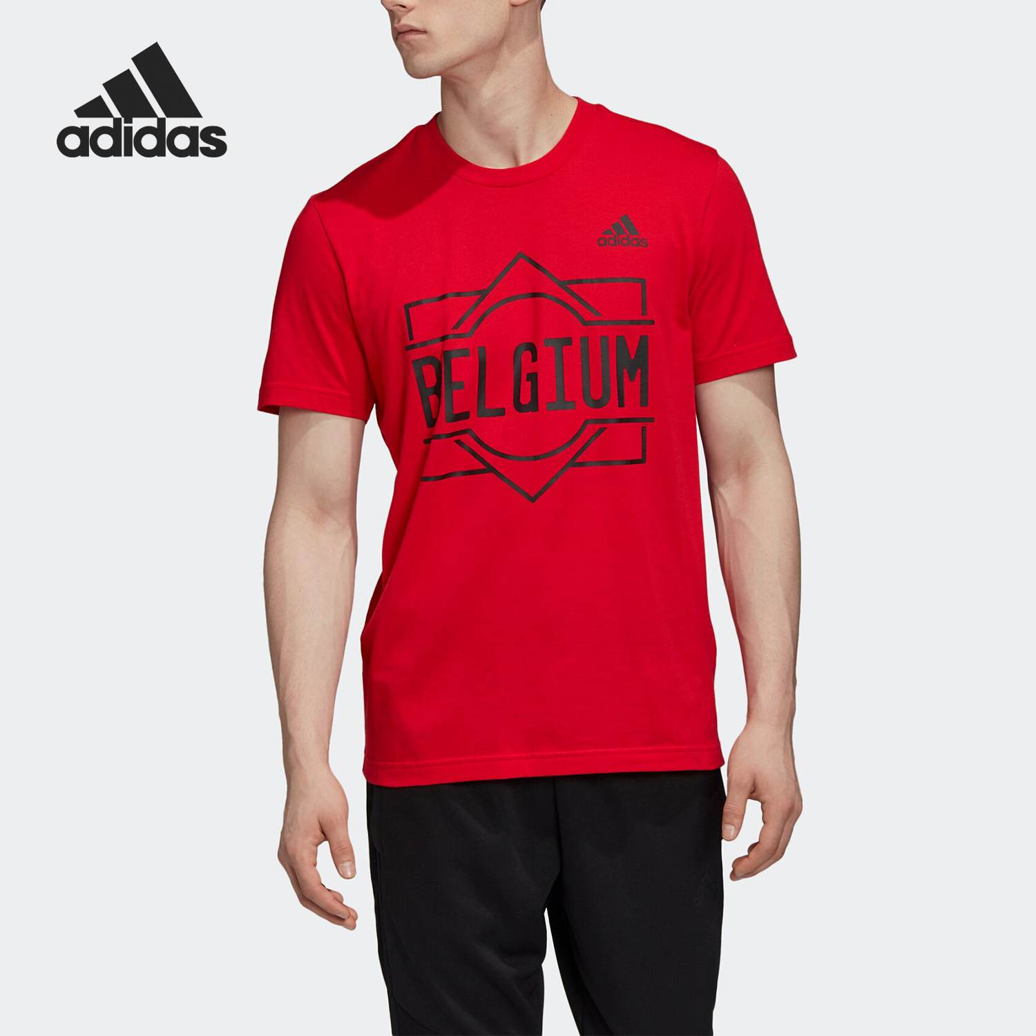 Adidas/阿迪达斯正品 BELGIUM夏季新款男装足球运动短袖T恤FT6050