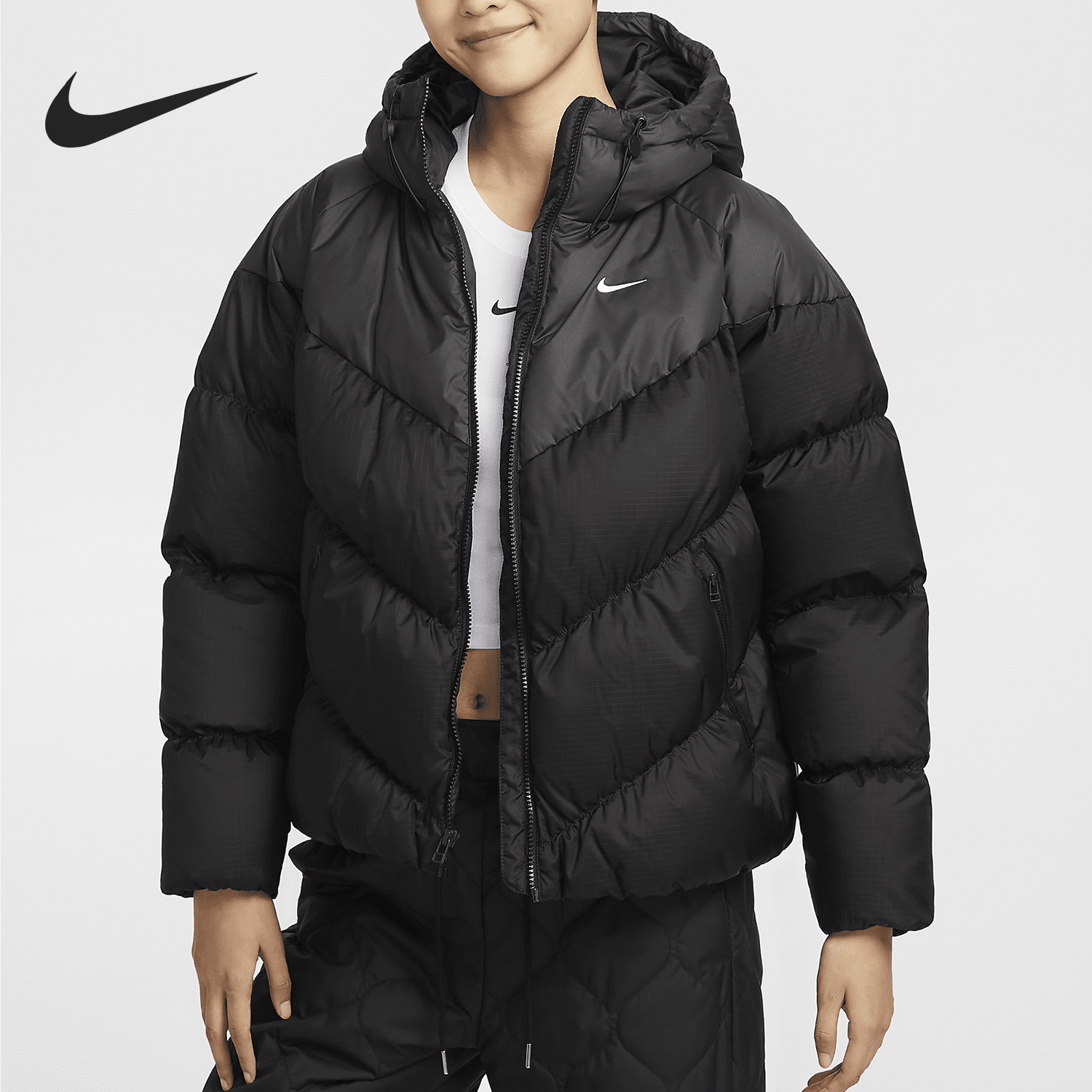 Nike/耐克正品Storm-FIT女士保暖连帽宽松羽绒服HF7871-010