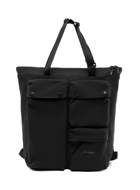 李宁正品2024新款男女同款时尚百搭拉链运动休闲双肩包ABSU227-3