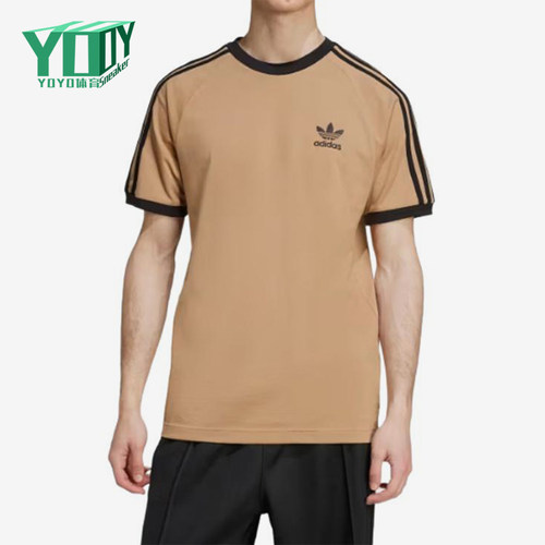 Adidas/阿迪达斯正品三叶草男士三条纹圆领修身短袖T恤JY1370