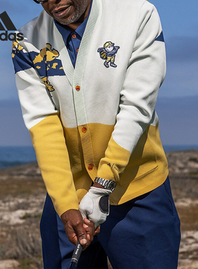 Adidas/阿迪达斯正品新款男士印花针织高尔夫运动开衫IN9172