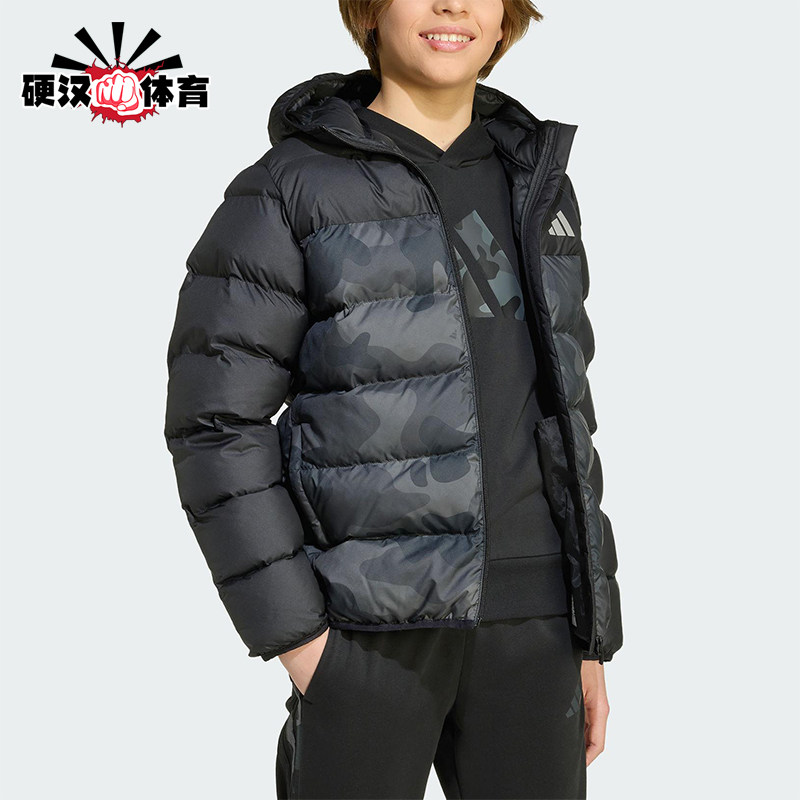 Adidas/阿迪达斯正品冬季大童防风保暖休闲印花连帽羽绒服JL7399,童装/婴儿装/亲子装,棉袄/棉服,淘宝优惠券,粉丝福利购,淘宝优惠卷