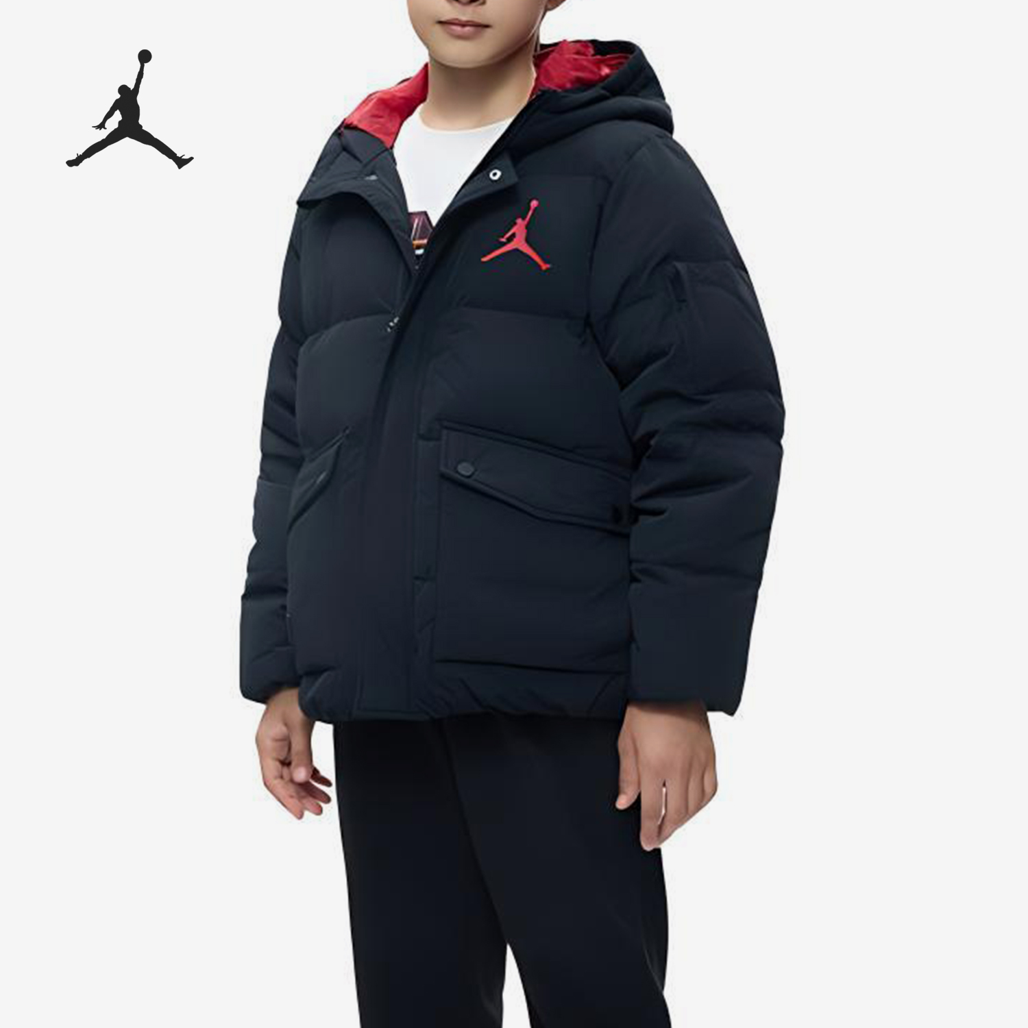 Nike/耐克正品JORDAN大童户外保暖连帽羽绒服JD2342014GS-001
