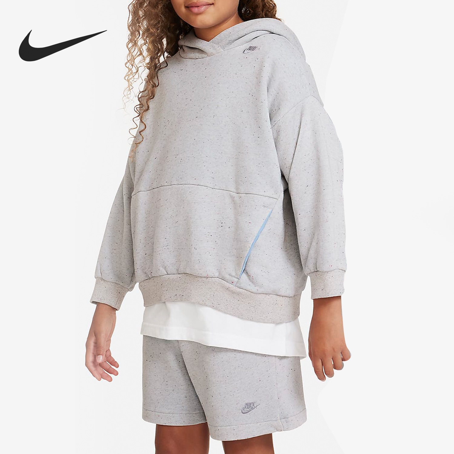 Nike/耐克正品冬季新款大童加绒保暖休闲连帽卫衣DQ8884-472