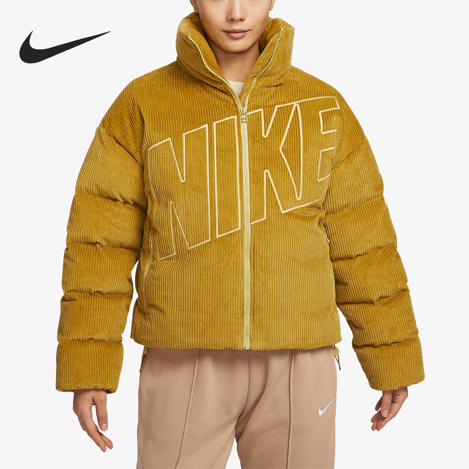 Nike/耐克正品新款女士灯芯绒保暖宽松运动羽绒服FD8214-716