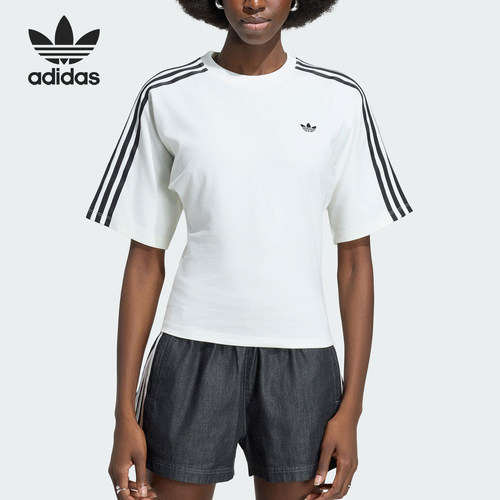 Adidas/阿迪达斯正品三叶草女士休闲修身圆领短袖T恤KY5093