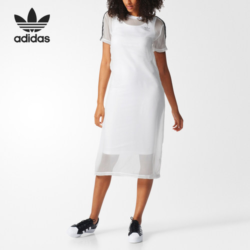 Adidas/阿迪达斯正品当季新款女子三叶草运动休闲连衣裙BJ8188