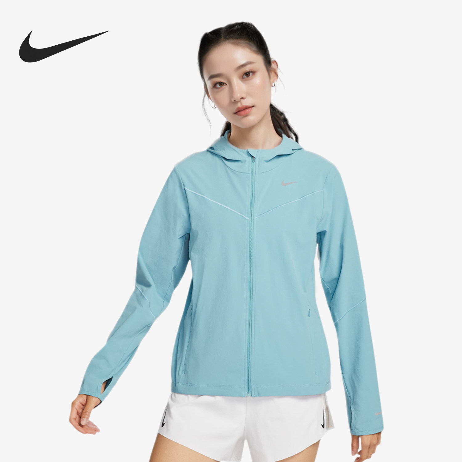 Nike/耐克正品当季新款女士连帽反光运动夹克外套FB7481-464
