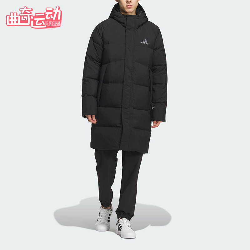 Adidas/阿迪达斯正品冬季男女防风保暖连帽运动长款羽绒服KQ5514