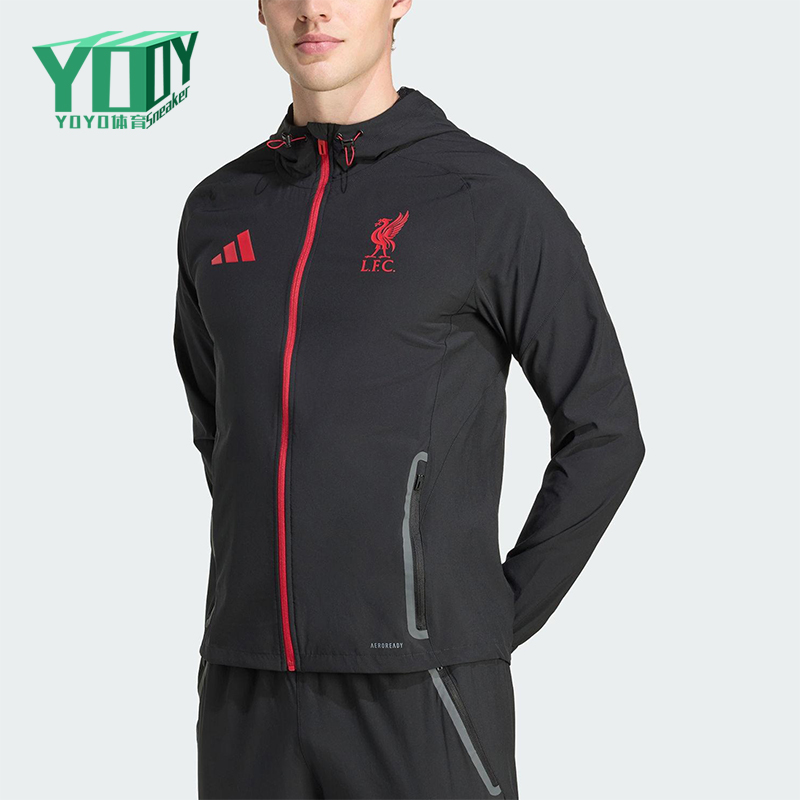 Adidas/阿迪达斯正品2025夏季款男士日常足球连帽运动外套JZ5556