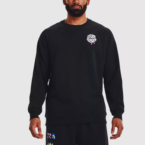 UA/安德玛正品Elevated Terry Crew男士简约印花卫衣1373837-001