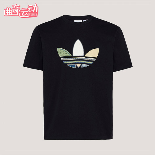 Adidas/阿迪达斯正品三叶草男士松弛感宽松经典日常印花T恤KW5671