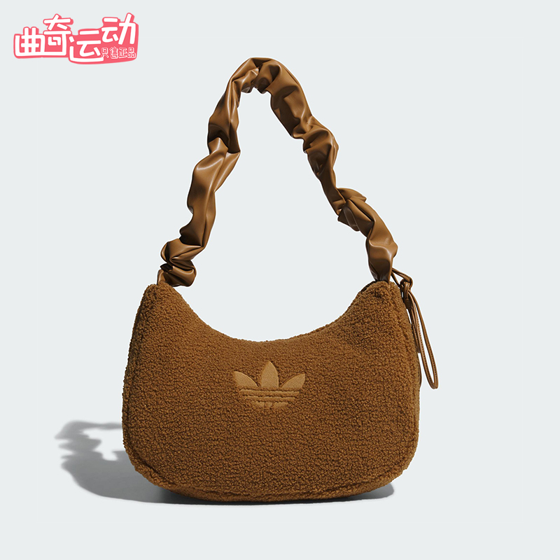 Adidas/阿迪达斯正品三叶草女士经典休闲仿羊羔绒运动拎包KT0858