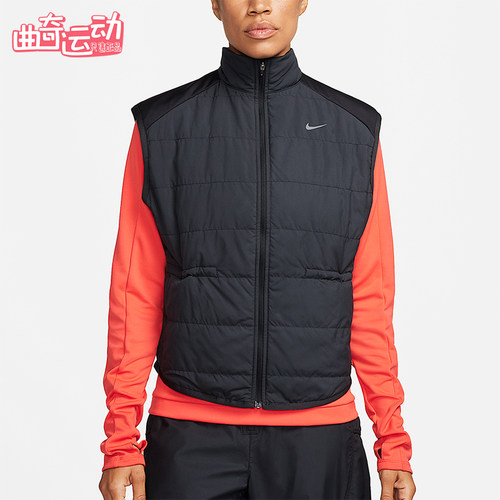 Nike/耐克正品女士休闲Logo印花拉链运动棉马甲FB7537-010