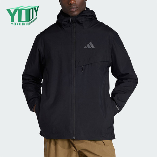 Adidas/阿迪达斯正品MT 2L RAIN J男士运动户外连帽冲锋衣JY4118