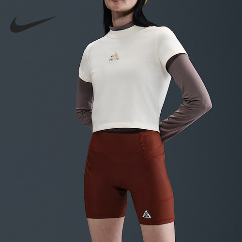 Nike/耐克正品Dri-FIT女士修身针织短款休闲短袖HM6085-110