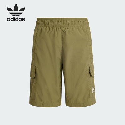 阿迪达斯大童工装风休闲运动短裤