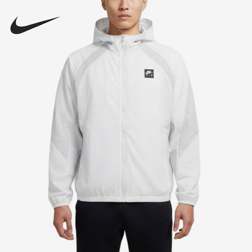 Nike/耐克正品AirWVNJKT新款男白灰色连帽夹克外套HJ0635-009