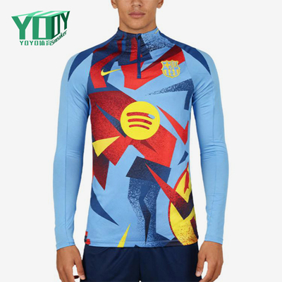 Nike/耐克正品新款男浅蓝红色训练足球拼色经典训练服HF9163-413