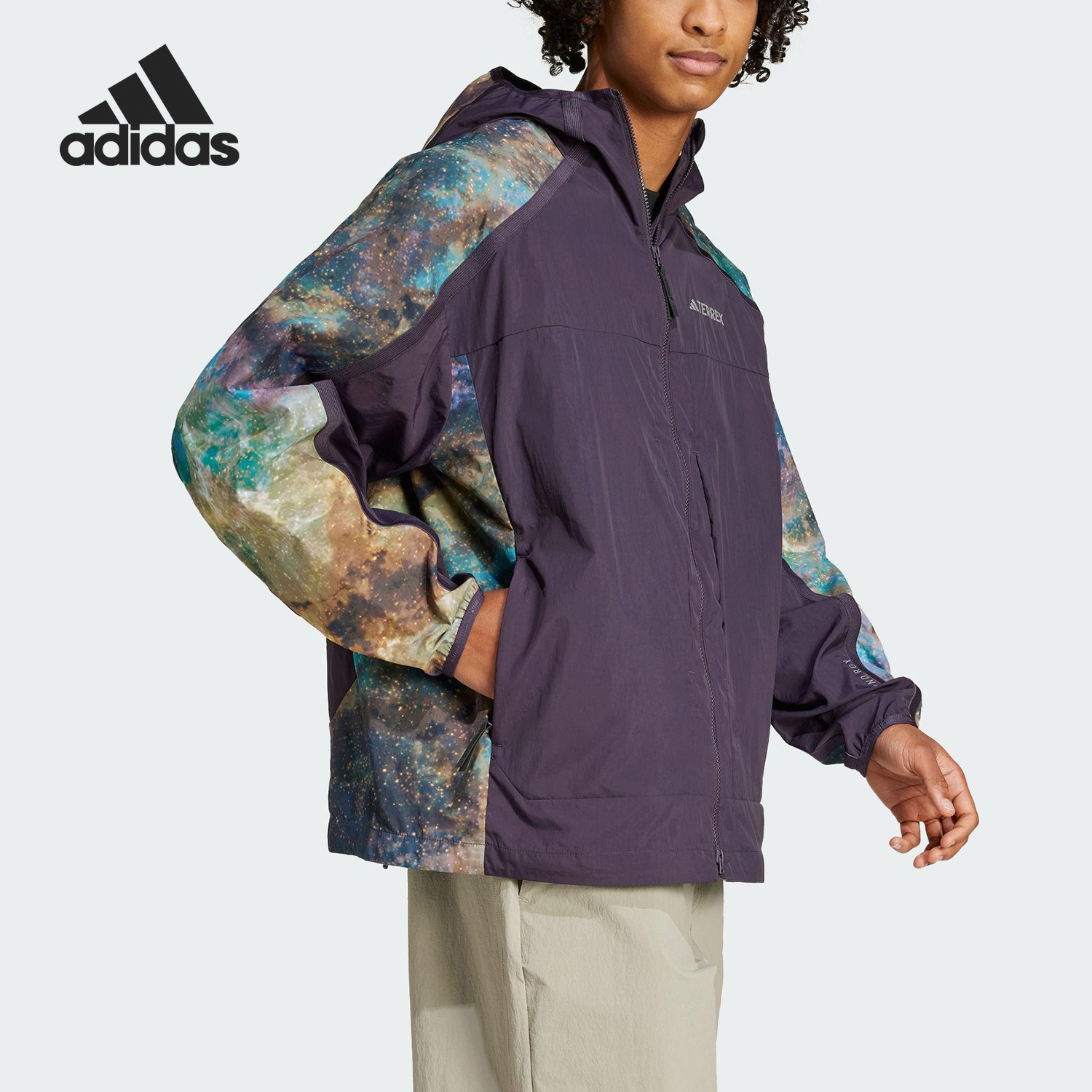 Adidas/阿迪达斯正品2025春秋款男士拼接户外梭织外套JD5839