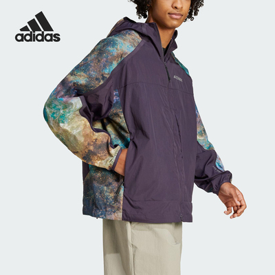 Adidas/阿迪达斯正品2025春秋款男士拼接户外梭织外套JD5839