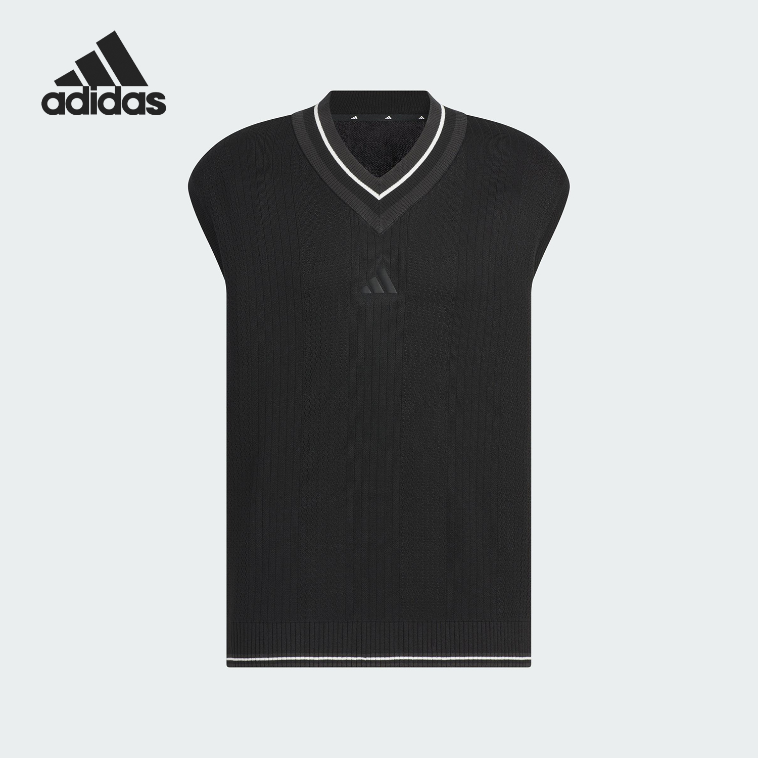 Adidas/阿迪达斯正品新款男女高尔夫针织V领背心马甲JG1376