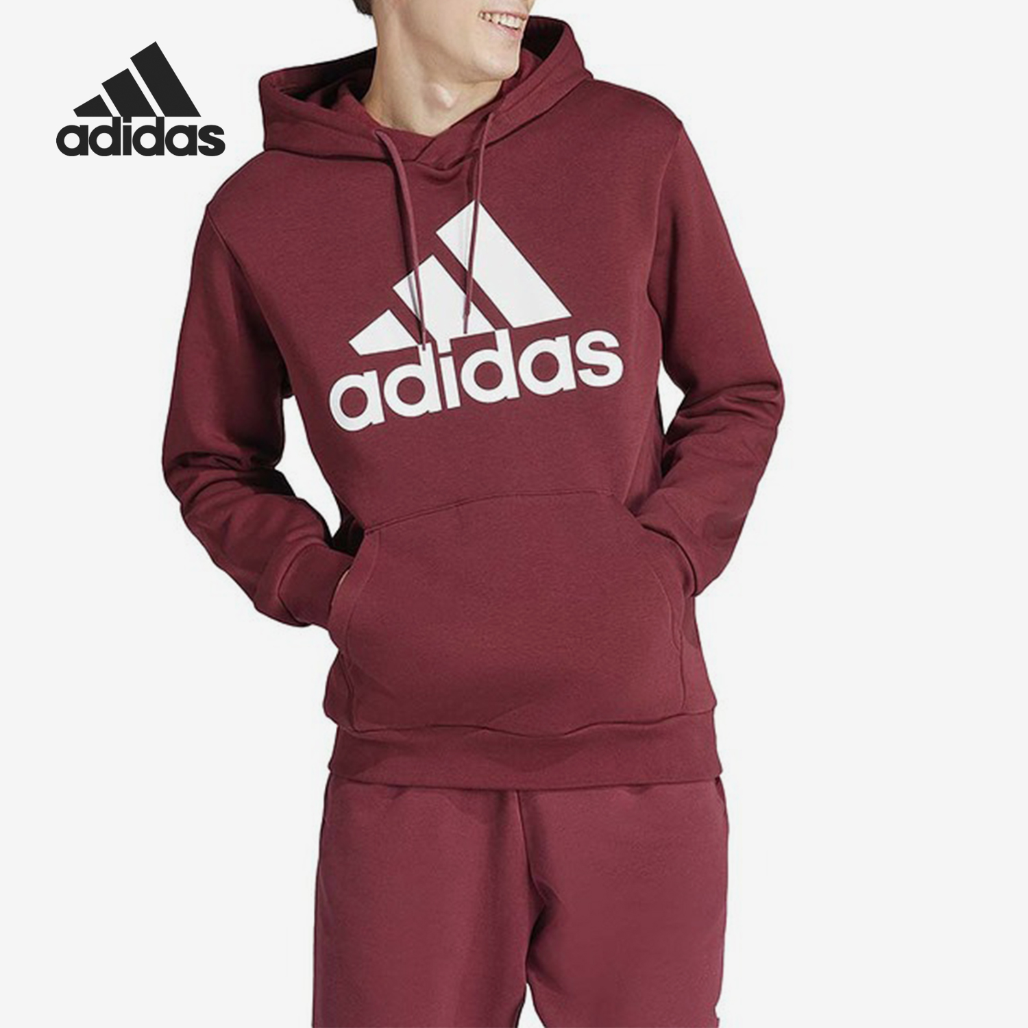 阿迪达斯男士加绒连帽卫衣