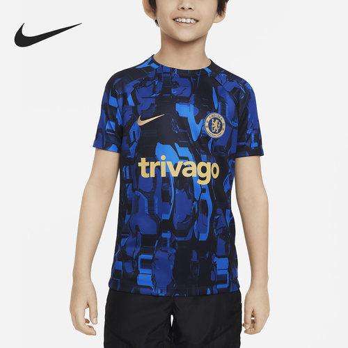 Nike/耐克正品DRI-FIT儿童时尚足球训练运动短袖DX3627-427