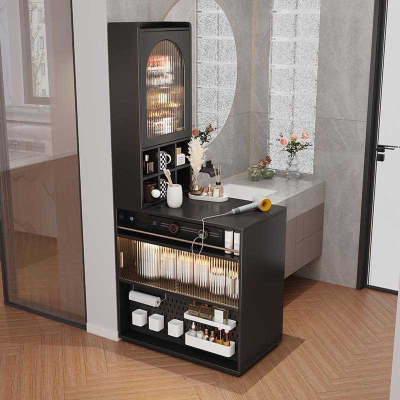 中古风开放式卫生间干区半墙柜厕所洗漱台侧边柜80cm浴室柜玄关柜