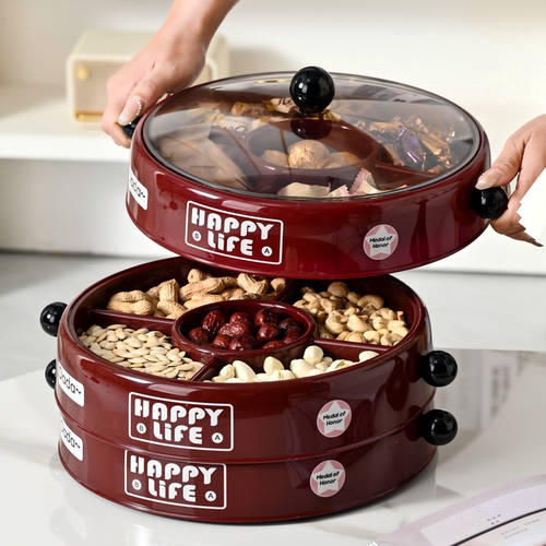 轻奢旋转分格干果盘收纳盒