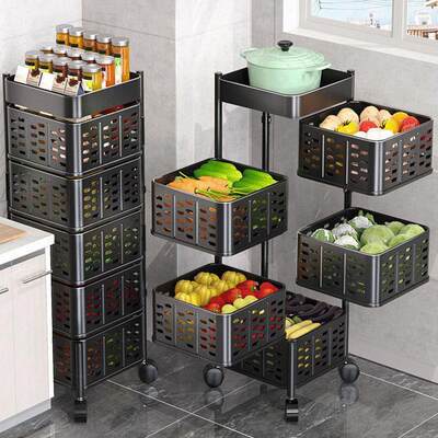 旋转菜篮子置物架厨房蔬菜落地多层储物果蔬可移动多功能专用收纳