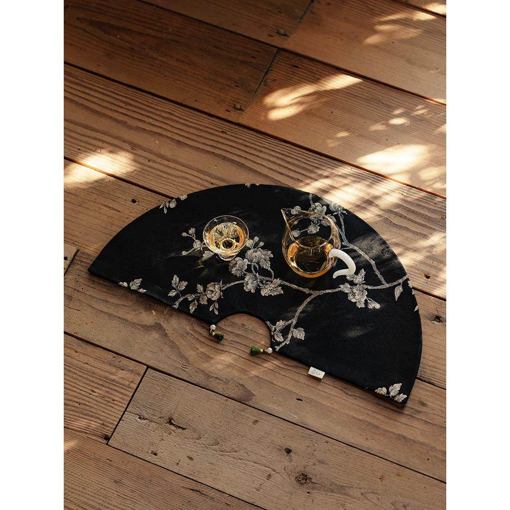 繁野新中式创意扇形茶席轻奢织锦刺子绣干泡席茶几桌布隔热茶垫子,居家布艺,茶席,淘宝优惠券,粉丝福利购,淘宝优惠卷