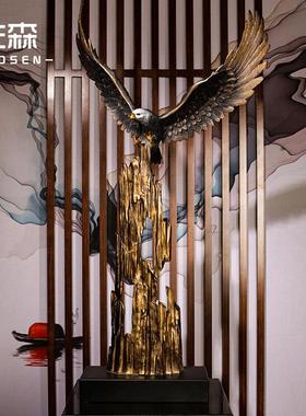 佐森大展宏图黄铜鹰摆件办公室装饰大鹏展翅玄关摆设乔迁开业礼品