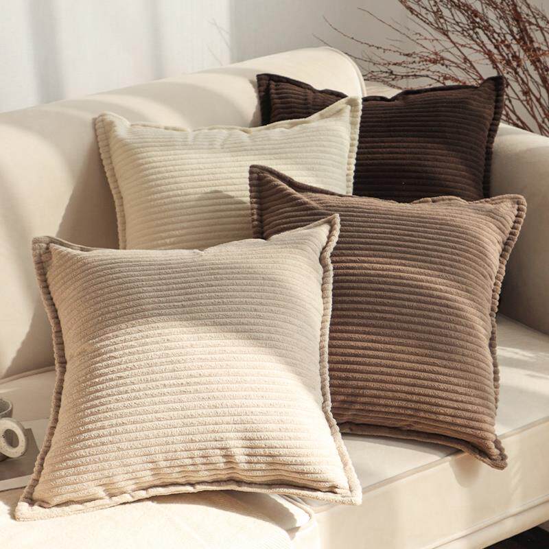 侘寂风素色灯芯绒抱枕床上用抱枕套不含芯方枕客厅百搭沙发靠枕