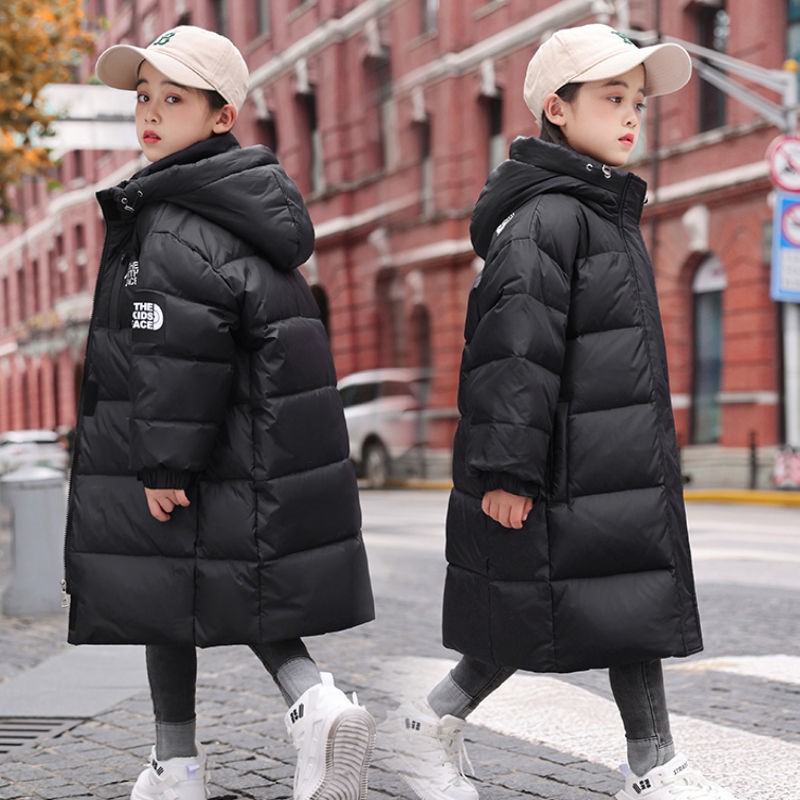 儿童羽绒服男童中长款新款保暖女童中大童加厚洋气冬装休闲外套