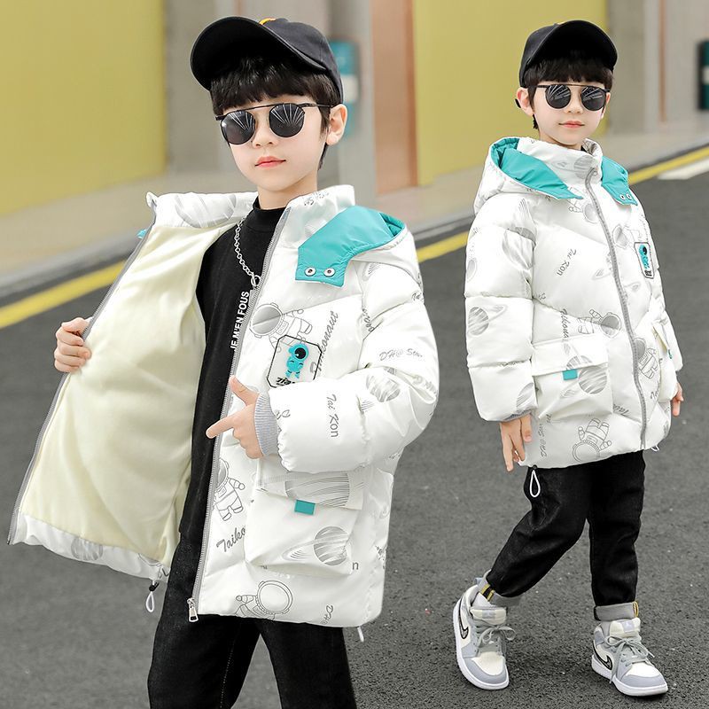 男童棉服中长款2025冬季中小童加厚羽绒棉棉衣儿童加绒免洗棉外套