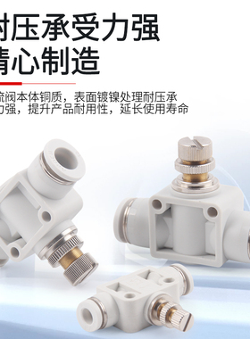 气管调节阀气动阀jSA-8/6/4节流阀可调管道快插头手阀HVFF气管开
