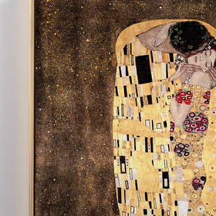 克里姆特 吻 抽象o艺术装饰画客厅壁画竖版玄关画酒店走廊挂画