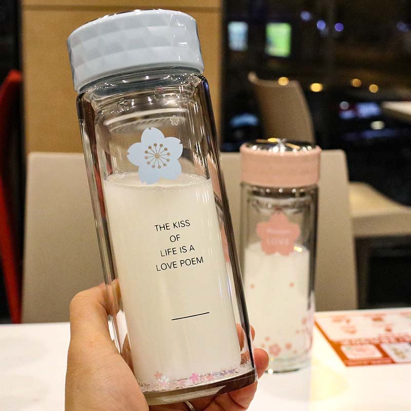 双层玻璃杯泡茶女文m艺带茶隔防烫商务水杯学生可爱柠檬杯子办公图片