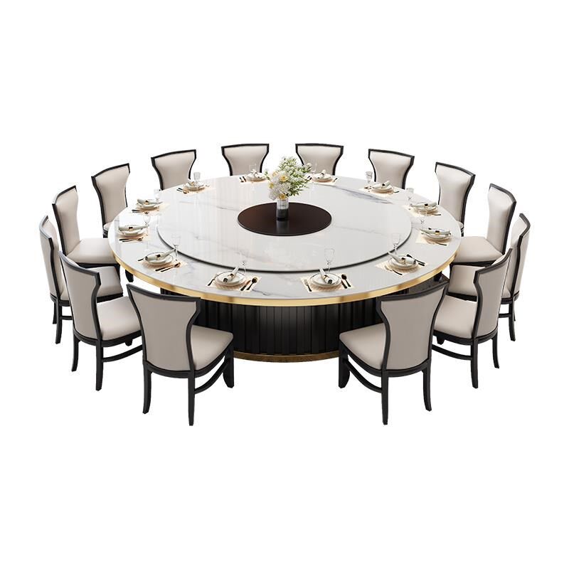 酒店餐桌大圆桌转盘多人轻奢电磁炉电动大圆M桌吃饭包厢别墅火锅