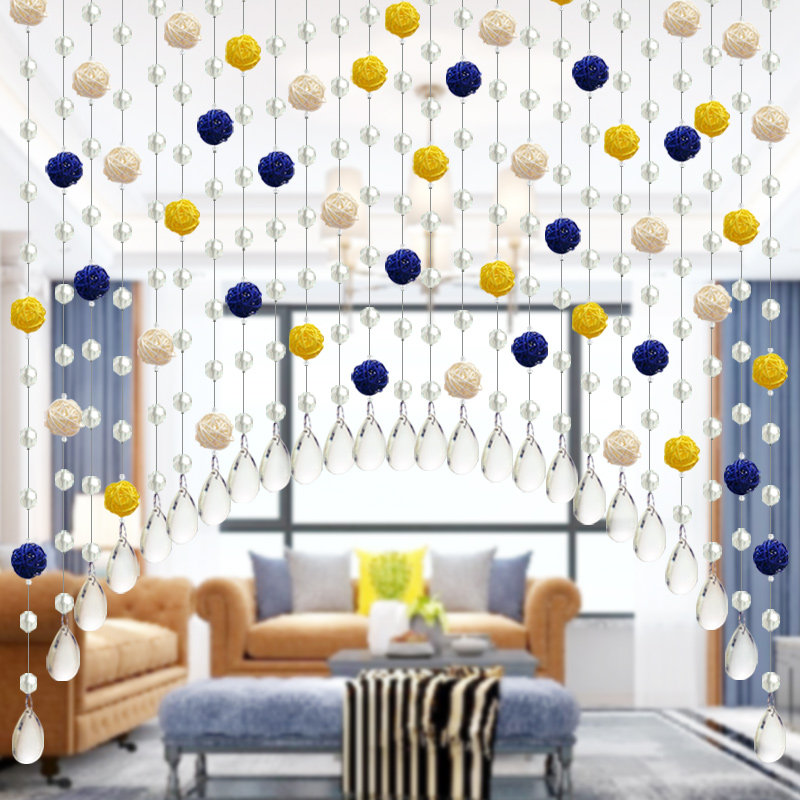 藤球水晶玻璃珠帘客厅玄关隔断帘卧室门帘过道风水U挂帘免打孔装,居家布艺,珠帘/挂帘,淘宝优惠券,粉丝福利购,淘宝优惠卷