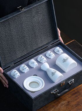 中国风黄酒e温酒器家用烛台加热暖酒壶套装老式陶瓷白酒杯送礼盒