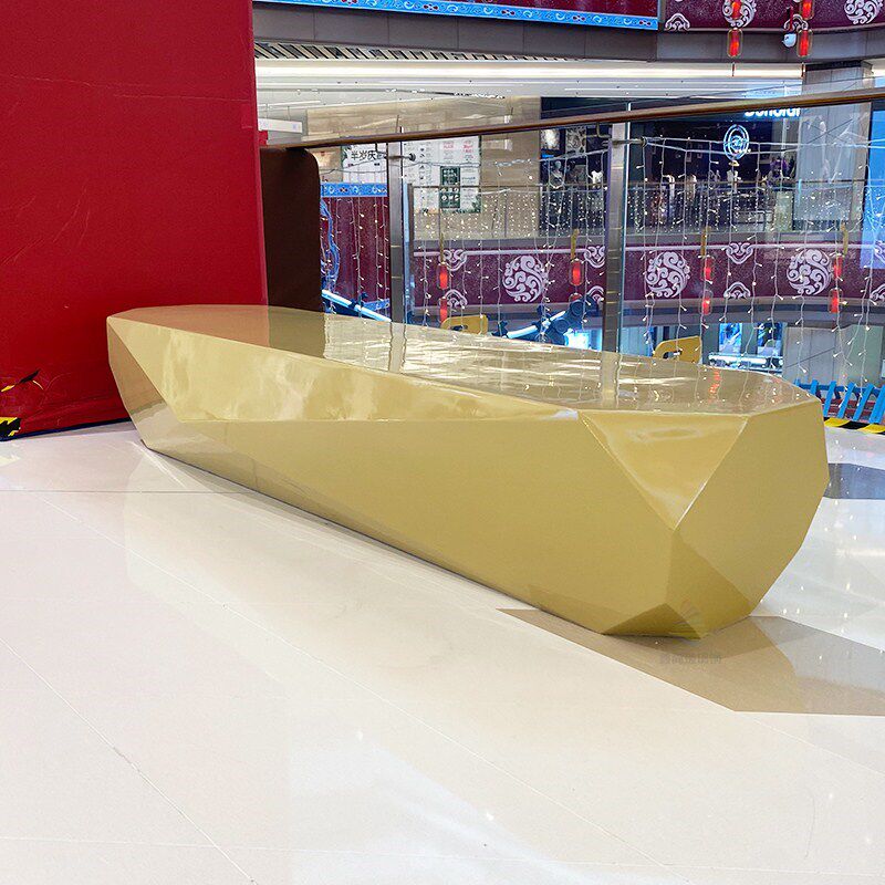 玻璃钢休闲椅商场等候区座椅美陈创意菱形长凳多人公共Z休息区椅