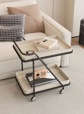 意式马鞍具皮边几移动沙发边几带轻轮床奢头柜美QZ250700业工小推